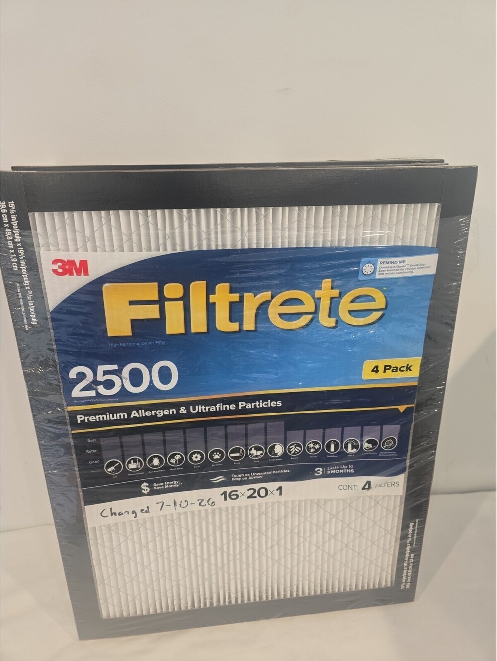 3M Filtrete 2500 Premium Allergen & Ultrafine Particle Air Filters 16x20x1 – 4 P